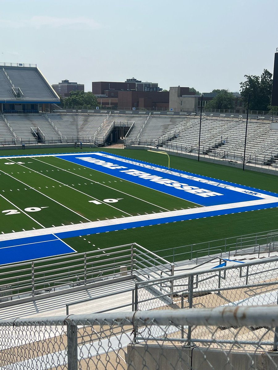 🏟️ Big upgrade at Floyd Stadium! <a href="/MT_FB/">Middle Tennessee Football</a> new field features GAME ON graphics + NXTPlay pad for elite safety and performance. Built for champions, powered by Shaw Sports Turf. 💪
#MTSU #ShawSportsTurf #GameOn #BuiltForChampions #MoreThanAField #MTFootball #FillFloyd