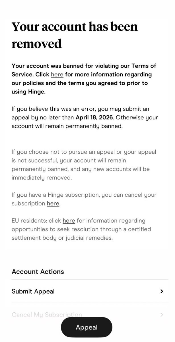 MurrayHillGuy1's tweet image. This is war @hinge … you will feel my wrath! I am starting am army… who is joining me?