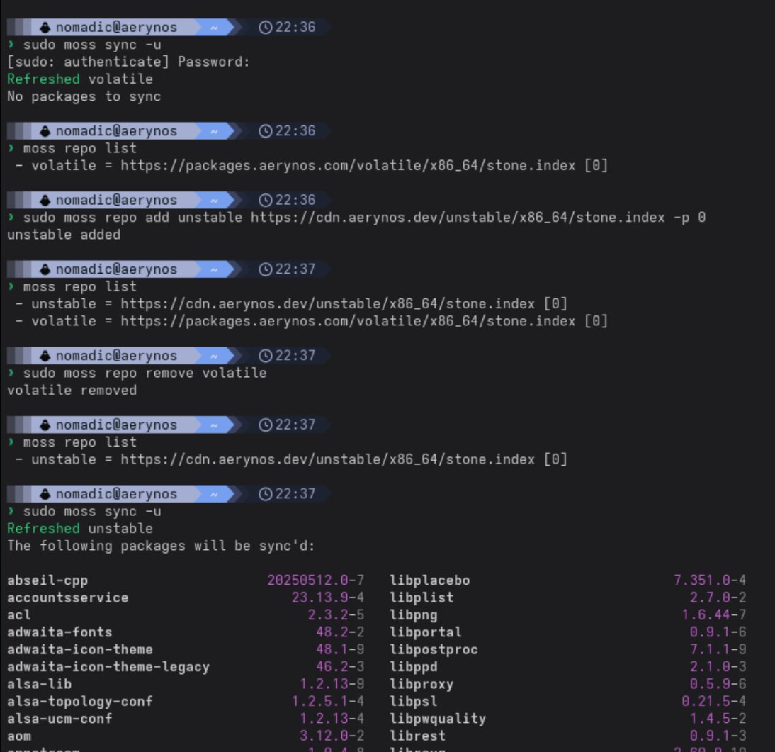 AerynOS_Linux's tweet image. Pictorial of how to transition from the default repo in our Gnome 25.03 iso to the new CDN accelerated repo and then to install an appropriate pkgset.

Oh and screenshots taken from within virt-manager which is now working on AerynOS!!

#AerynOS #Linux #virtmanager