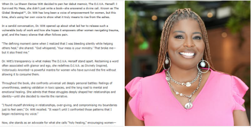 Dr. La Shawn Denise Witt for Westside Story Newspaper. Read the article here: westsidestorynewspaper.com/from-mess-to-m…