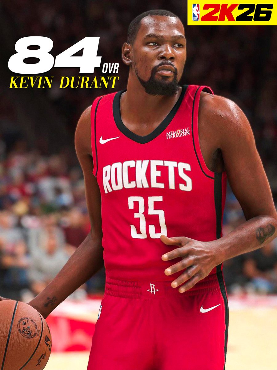 2K26Centel's tweet image. BREAKING: Kevin Durant receives an 84 Overall Rating in NBA 2K26.
😬
#NBA2K26 | @KDTrey5