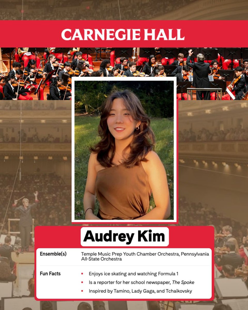RepHoulahan's tweet image. Sending congratulations to Audrey Kim of Chesterbrook, who was selected as a violinist in the 2025 National Youth Orchestra! Every year, the top young musicians in America compete for spots in this coveted Carnegie Hall program.
She will travel throughout the world this summer –…