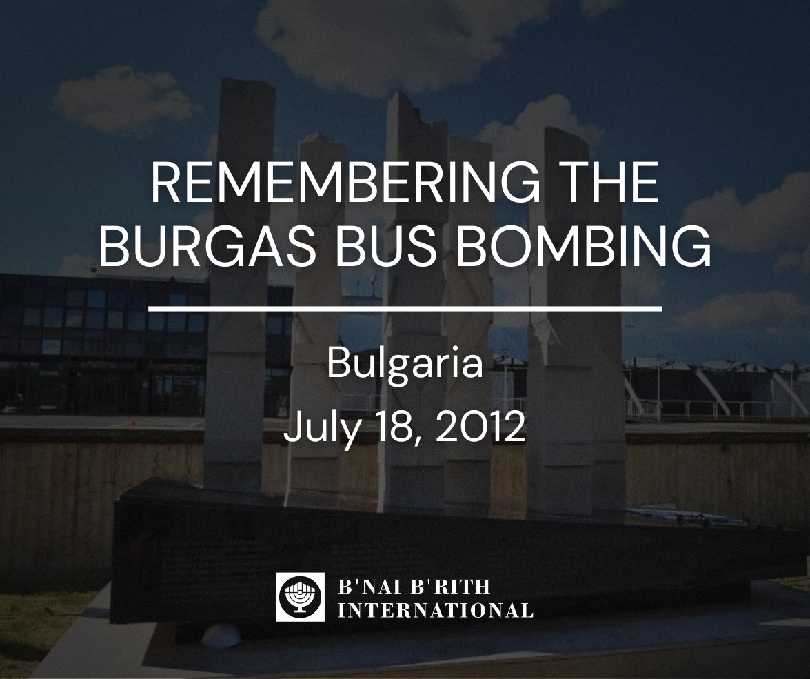 BnaiBrith's tweet image. Today we mark 13 years since the 2012 anti-Semitic terror attack in Burgas, Bulgaria, when Hezbollah operatives bombed a bus carrying Israeli tourists.
Six people were murdered and more than 30 others were injured in this heinous act of violence.
In their memory, we continue to…