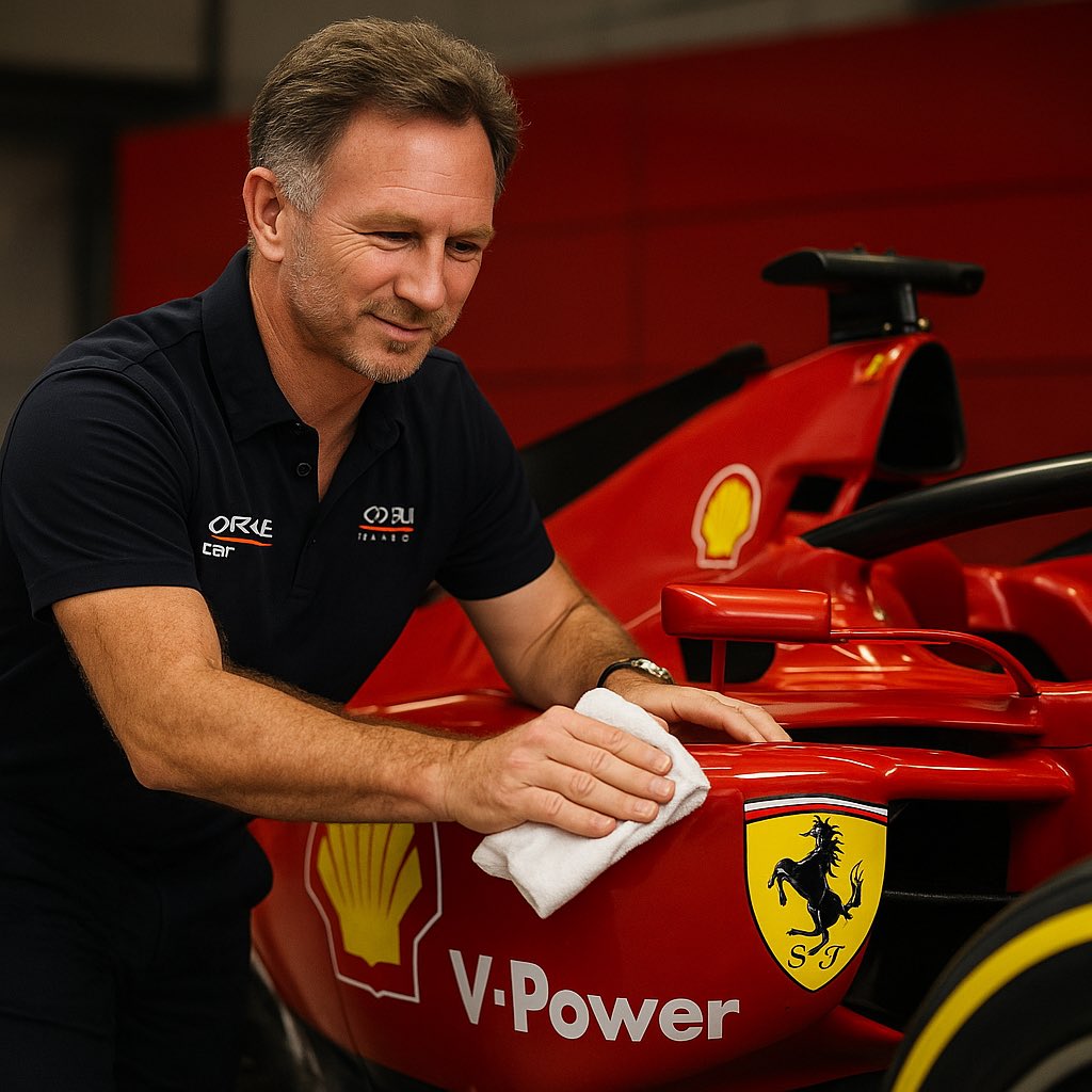 After a week of speculation, Christian’s new role at Ferrari is confirmed. They haven’t even given him a new polo shirt.

Rude
#Formula1