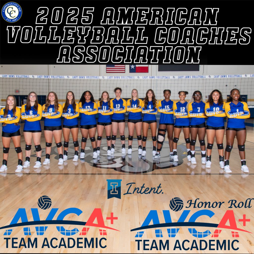 GodawgnationC's tweet image. Congratulations to the Copperas Cove High School girls volleyball team for earning the 2025 AVCA Team Academic Award, sponsored by INTENT! The team also earned the additional distinction of AVCA Team Academic Honor Roll, representing the top 20% of GPAs nationally by division.
