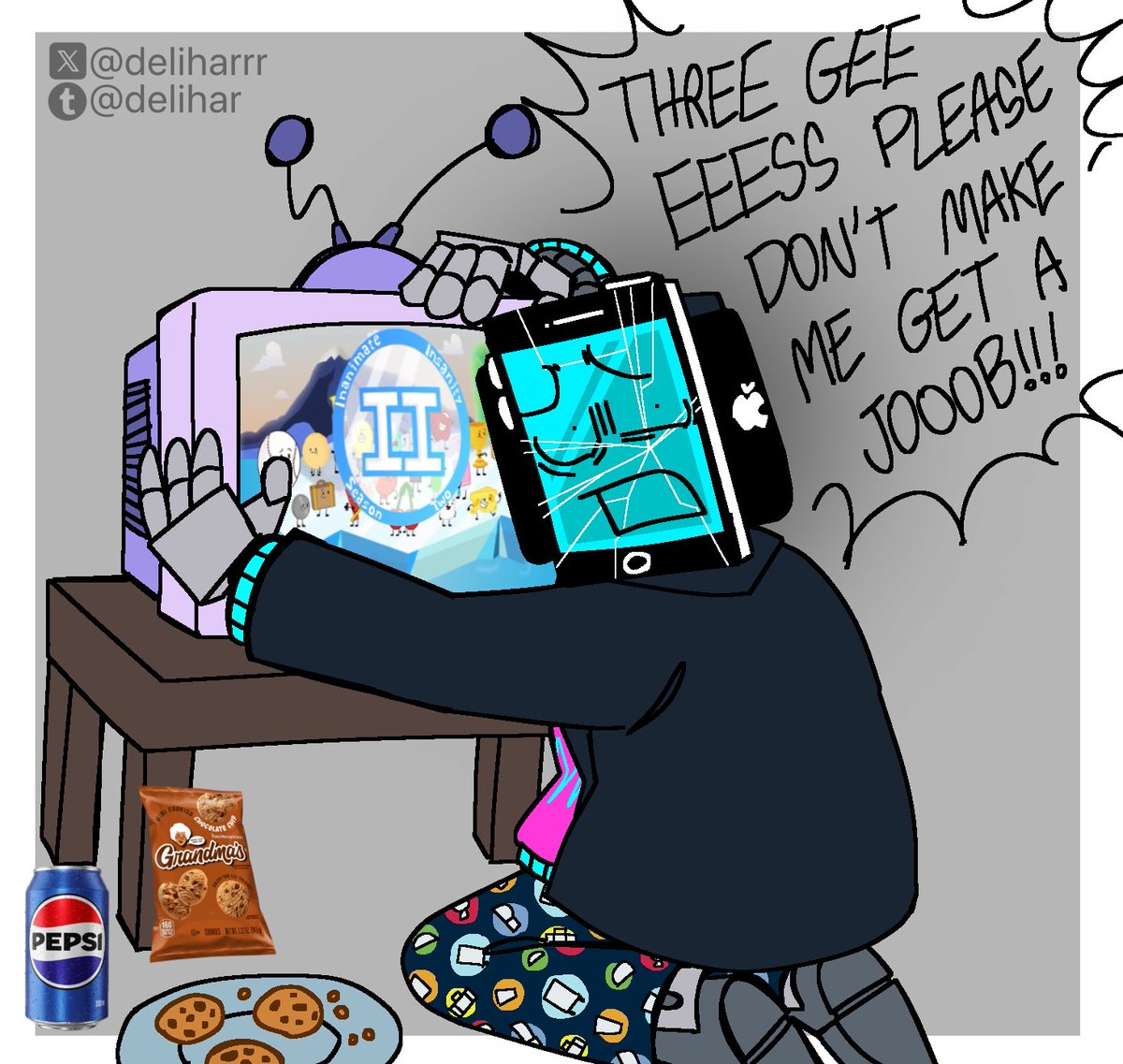 deliharrr's tweet image. Drawing Mephone every day until he shows up in season 4 (Day 40)
His ass thought he could work as a TV host for his entire life!! He madd 😂😂😂
#inanimateinsanity