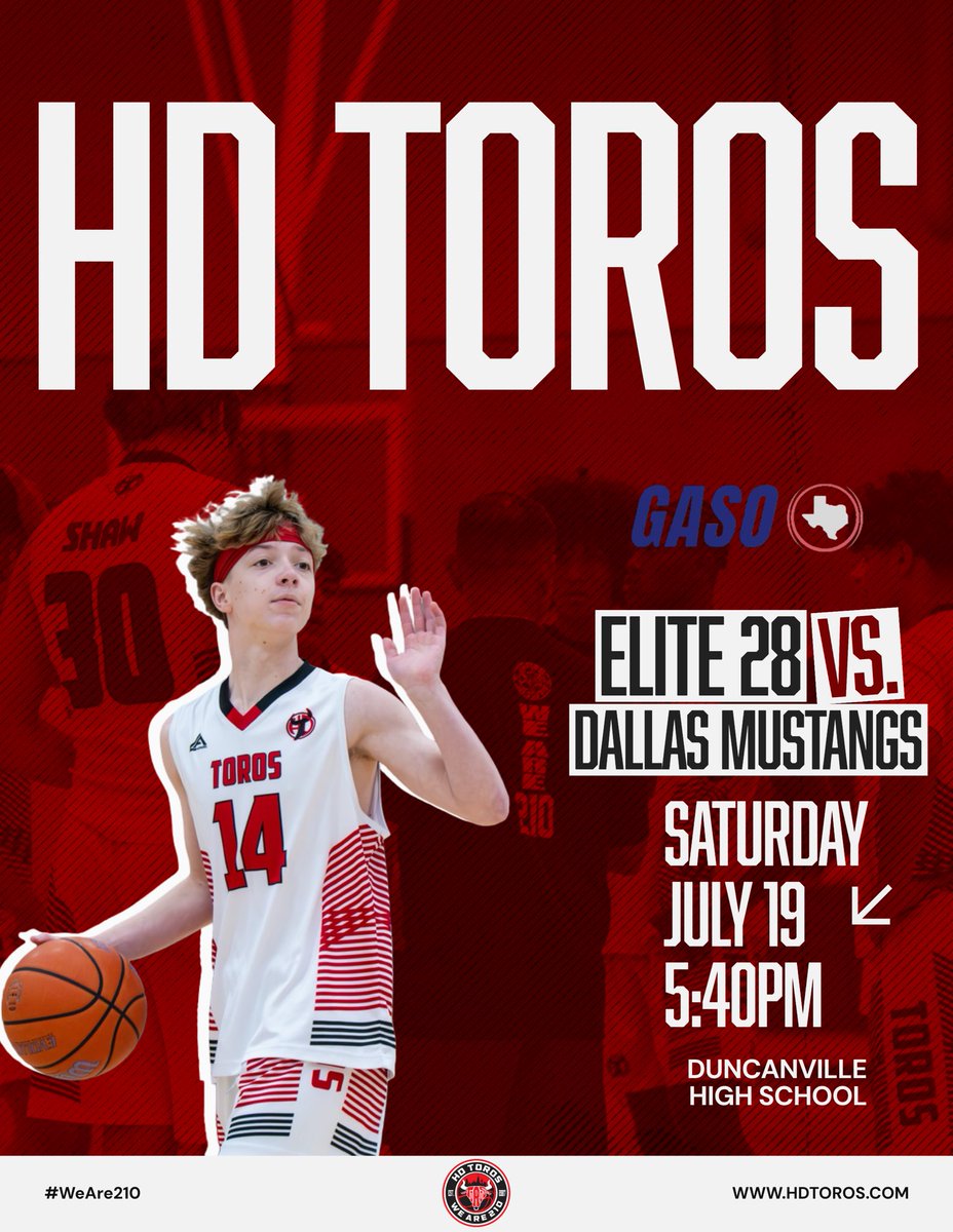 HD Toros™ (@hdtoros) on Twitter photo HD Toros Elite 28 take the floor <a href="/TexasHoopsGASO/">TexasHoops/GASO 🔗</a> in Dallas this weekend, looking to finish the Live Period on a strong note!
CUL🤘🏼URE | #WeAre210 HD Toros Elite 28 take the floor <a href="/TexasHoopsGASO/">TexasHoops/GASO 🔗</a> in Dallas this weekend, looking to finish the Live Period on a strong note!
CUL🤘🏼URE | #WeAre210