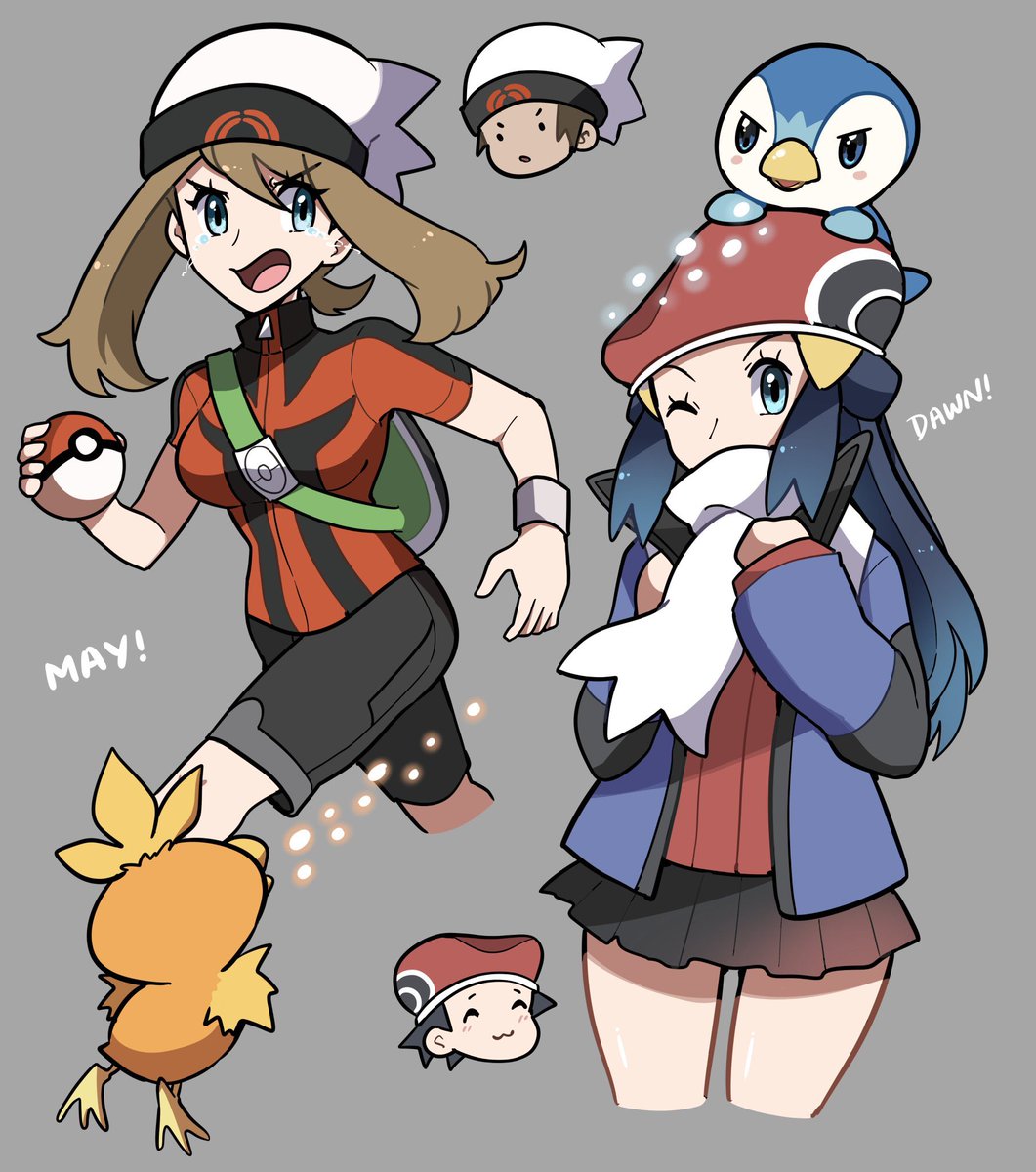 Touyarokii's tweet photo. Pokemon Protagonist clothes swap! ✨ https://t.co/MDdSkatGdG