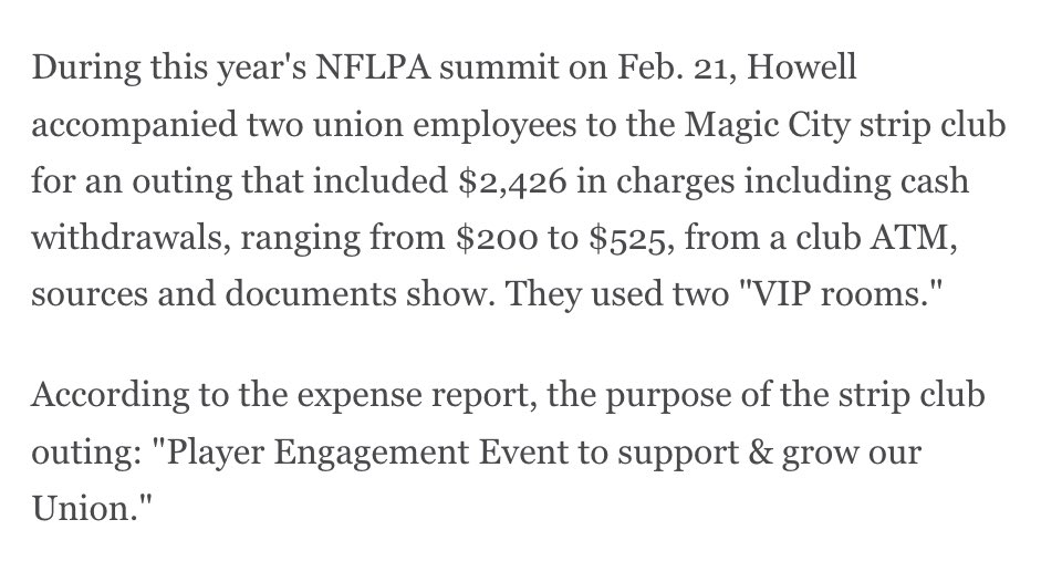 RedditCFB's tweet image. NFLPA Executive Director Lloyd Howell Jr., who drew a $3.6M salary from the Association, has resigned after expensing what can only be assumed to be an ungodly amount of lemon pepper wings at Magic City.