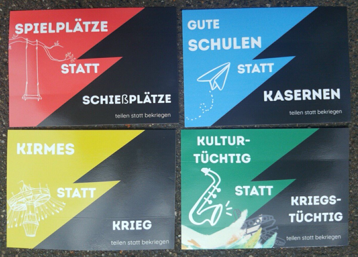 REntwaffnen's tweet image. Spielplätze statt Schießplätze.
Gute Schulen statt Kasernen.
Kirmes statt Krieg.
Kulturtüchtig statt kriegstüchtig.
Teilen statt bekriegen!
#unkürzbar