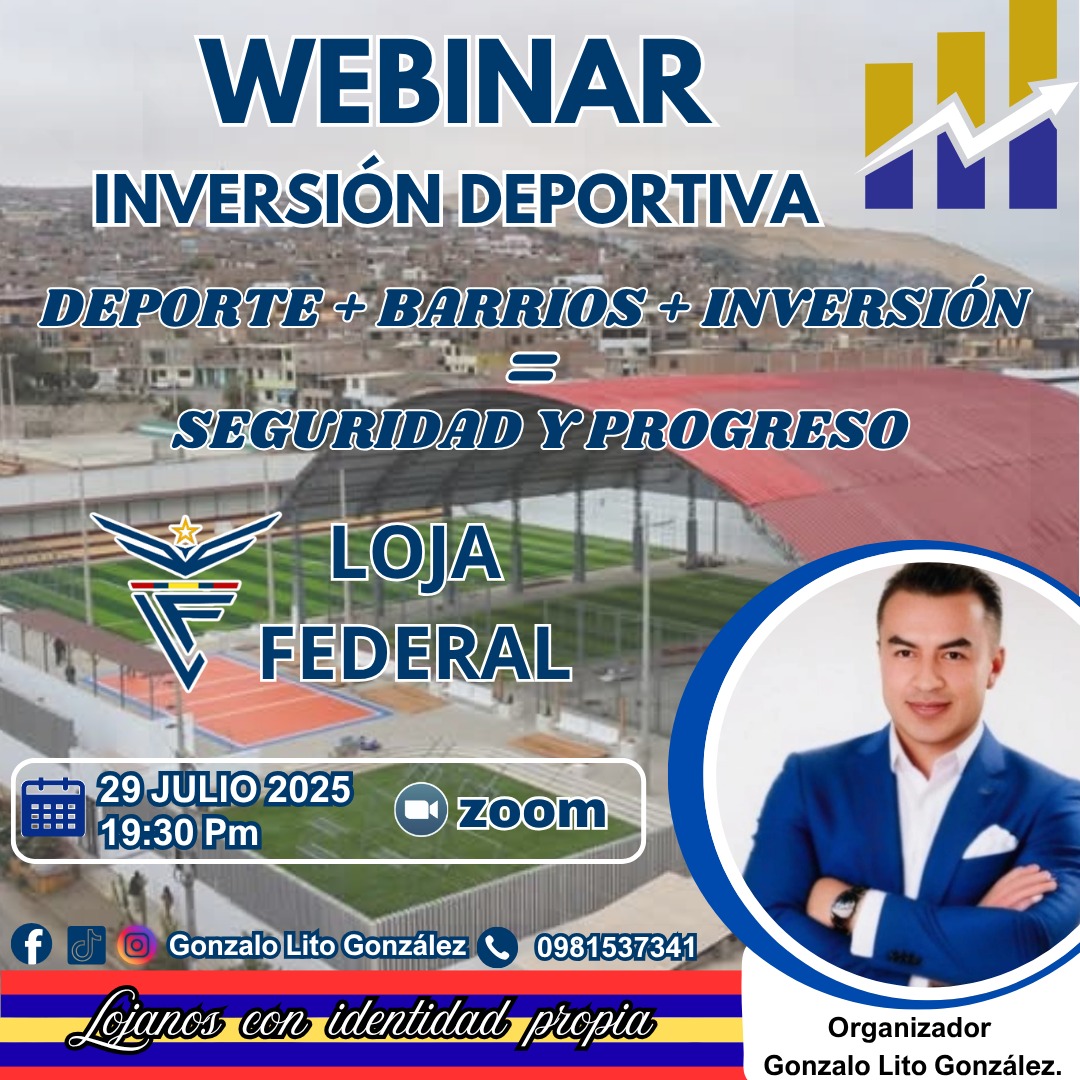 litogonzalez13's tweet photo. Te invito a ser parte de nuestro webinar Inversión Deportiva Barrial, un espacio para conocer cómo impulsar proyectos deportivos
🎯 ¡Una oportunidad para conectar, aprender y construir juntos una comunidad más activa y saludable!

¡Te esperamos!
#fyp
#lojanosconidentidadpropia https://t.co/YyPb9VCRVL