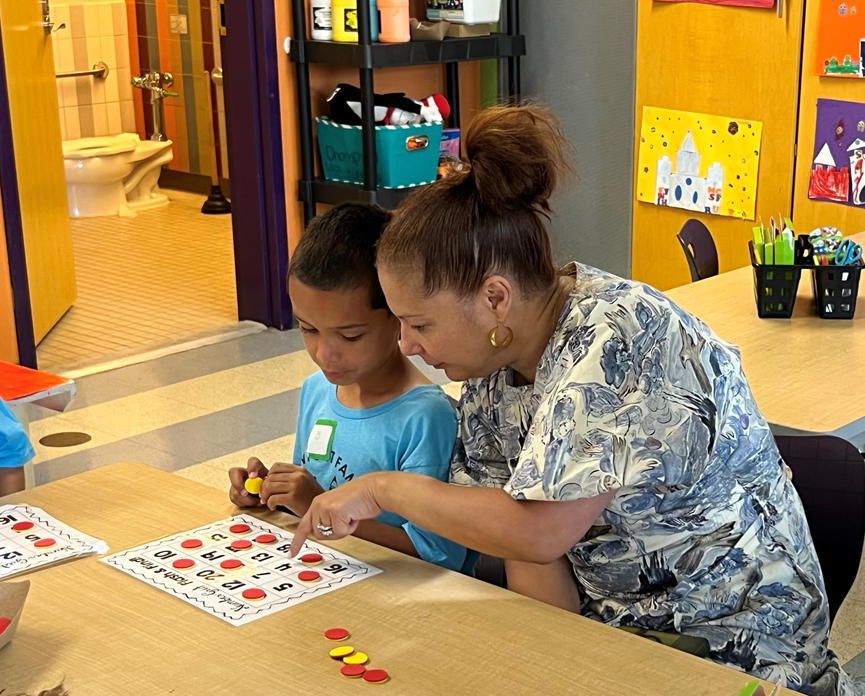 RIDeptEd's tweet image. This is what #SummerLearningWeek looked like in Newport today! Students in this #Learn365RI & #MathMattersRI program at @PellElementary got to show off their math skills to Commissioner @AInfanteGreen !