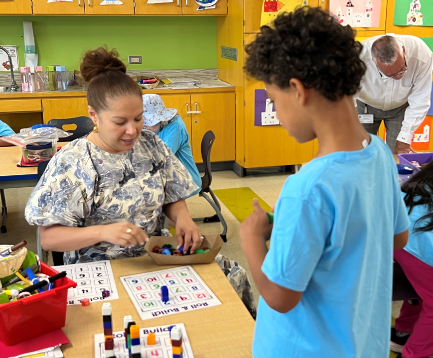 RIDeptEd's tweet image. This is what #SummerLearningWeek looked like in Newport today! Students in this #Learn365RI & #MathMattersRI program at @PellElementary got to show off their math skills to Commissioner @AInfanteGreen !