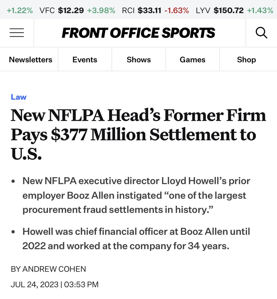 The former NFLPA Executive Director, Lloyd Howell, utilized NFLPA money under the guise of transportation and bettering The NFLPA to get some shoulder rubs on the second floor of Tootsies… Reports are saying he was in there for 7-8 hours… This dude might’ve been trying to move