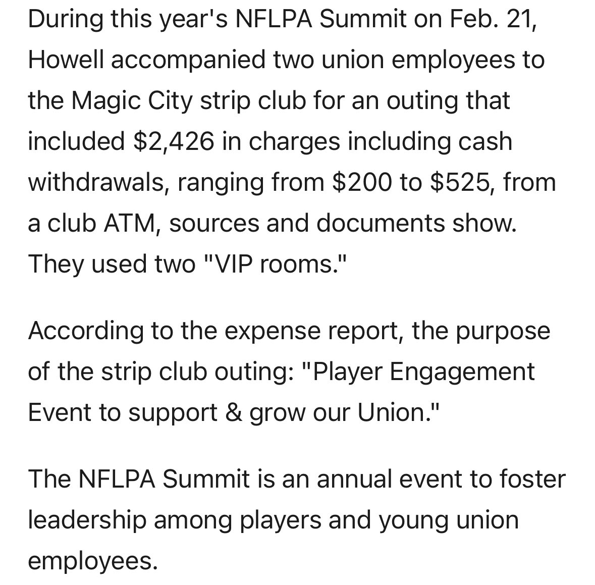 PatMcAfeeShow's tweet image. The former NFLPA Executive Director, Lloyd Howell, utilized NFLPA money under the guise of transportation and bettering The NFLPA to get some shoulder rubs on the second floor of Tootsies… Reports are saying he was in there for 7-8 hours… This dude might’ve been trying to move…