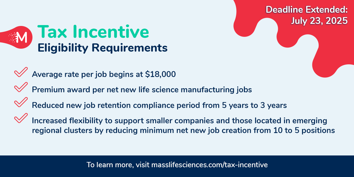 MALifeSciences's tweet image. The MLSC has extended the deadline to apply for the latest cycle of the MLSC Tax Incentive round until Wednesday, July 23 at 11 a.m. EST. 

Learn more: ow.ly/sV7P50Ws3Vv