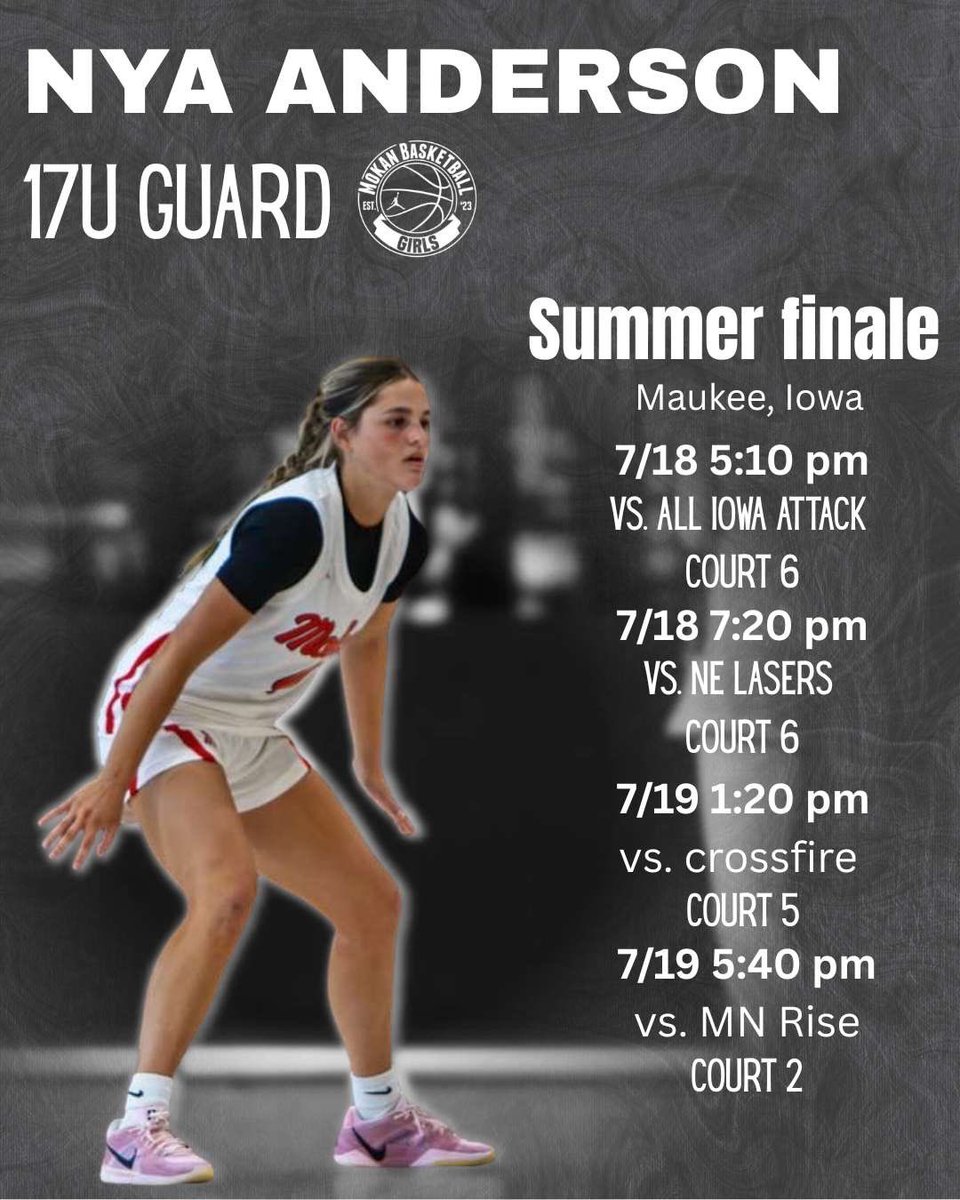 Nya Anderson (@nyaanderson9) on Twitter photo Last ever AAU tournament! Glad Iβm spending it with the best group of people and supporters there are. Come check us out this weekend! <a href="/MokanGirls/">Mokan Girls Basketball</a> <a href="/Coach_Sarah15/">Sarah Able</a> <a href="/devries_mickey/">Mickey DeVries</a> #endofbeginnings Last ever AAU tournament! Glad Iβm spending it with the best group of people and supporters there are. Come check us out this weekend! <a href="/MokanGirls/">Mokan Girls Basketball</a> <a href="/Coach_Sarah15/">Sarah Able</a> <a href="/devries_mickey/">Mickey DeVries</a> #endofbeginnings