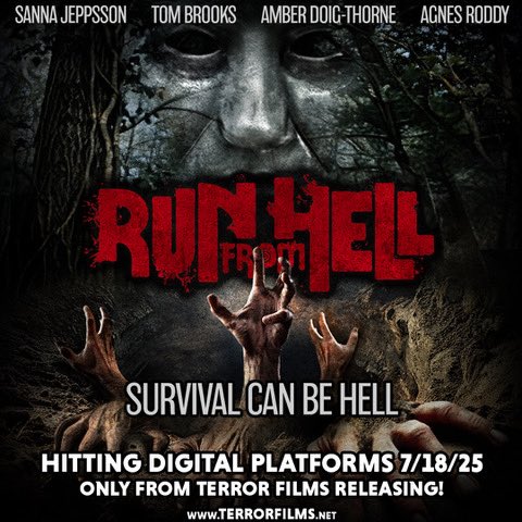 B305Productions's tweet photo. RUN FROM HELL. Our new survival horror movie is out today from @Terror_Films Available across multiple streaming platforms Chilling, Scare Network TV, Kings of Horror, Watch Movies Now, Shocks &amp; Docs, and Terror Films' official AVOD YouTube channel. Survival Can Be Hell. https://t.co/iAQd4DjAW0