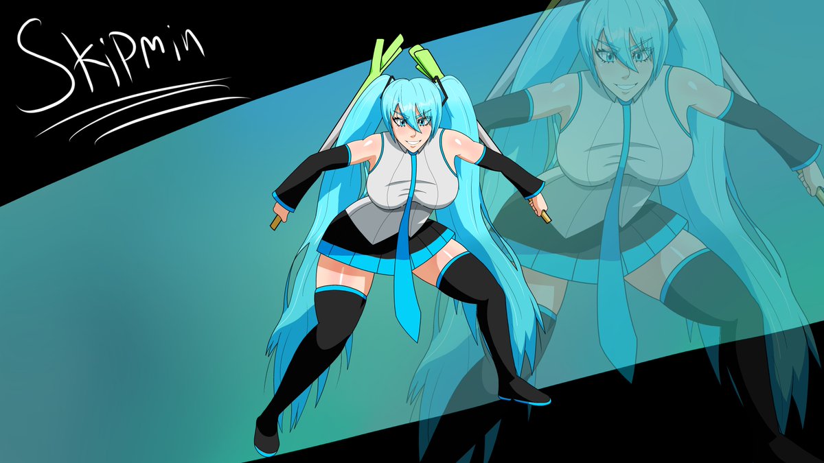 Skipmindraws's tweet photo. Decided to give shading a shot and work on poses, so here's Miku hitting an awesome pose that I saw from @theposearchives 

#art #digitalart #Miku #HatsuneMikuArt #artmoots https://t.co/XRcYkR0Vf2
