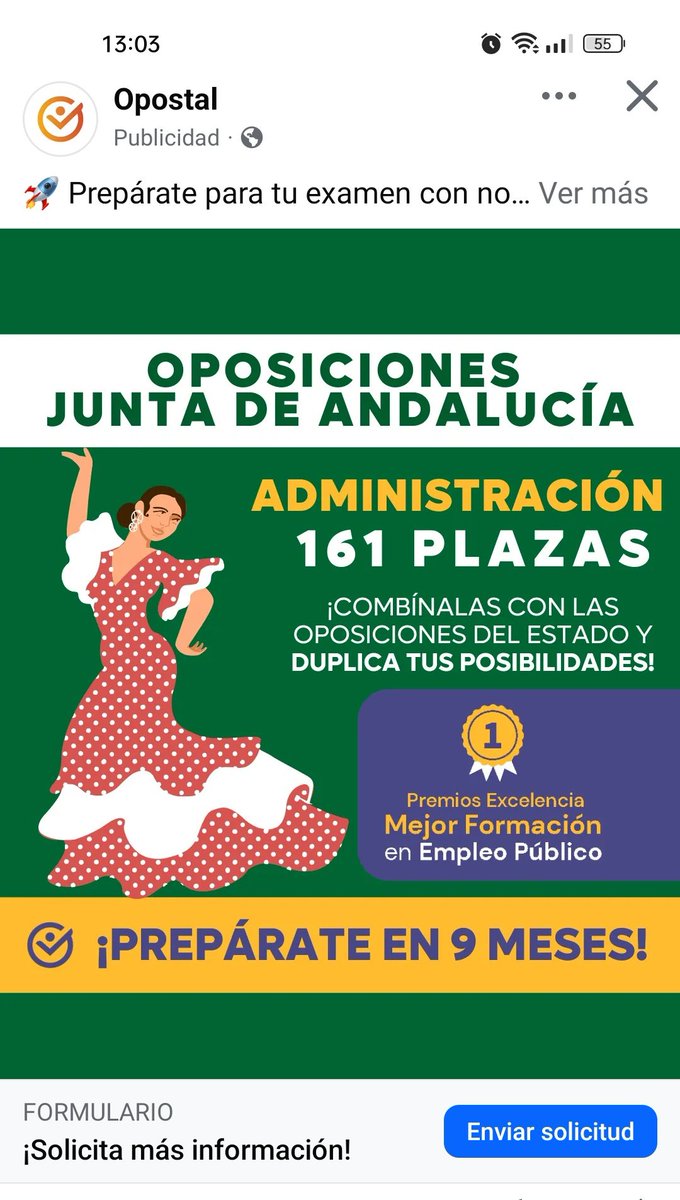 IsmaelFutre's tweet photo. Mira @_ManuSanchez_ una academia (con sede en Madrid, según Google). Por lo visto los funcionari@s en Andalucía van en traje de gitana. Les comenté y lo borraron, pero tan panchos se han quedado estos de Opostal. https://t.co/nyjaO60syT