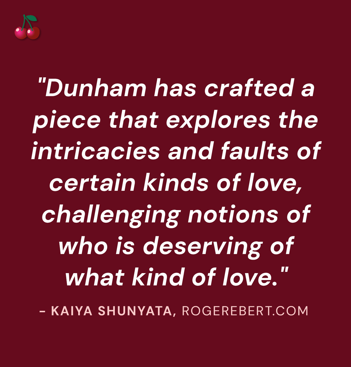 TheCherryPicks's tweet image. TOO MUCH (74% #CherryScore) "Dunham has crafted a piece that explores the intricacies and faults of certain kinds of love, challenging notions of who is deserving of what kind of love." - @kaiyashunyata, @ebertvoices
Read reviews 🔗: thecherrypicks.com/tv/too-much/