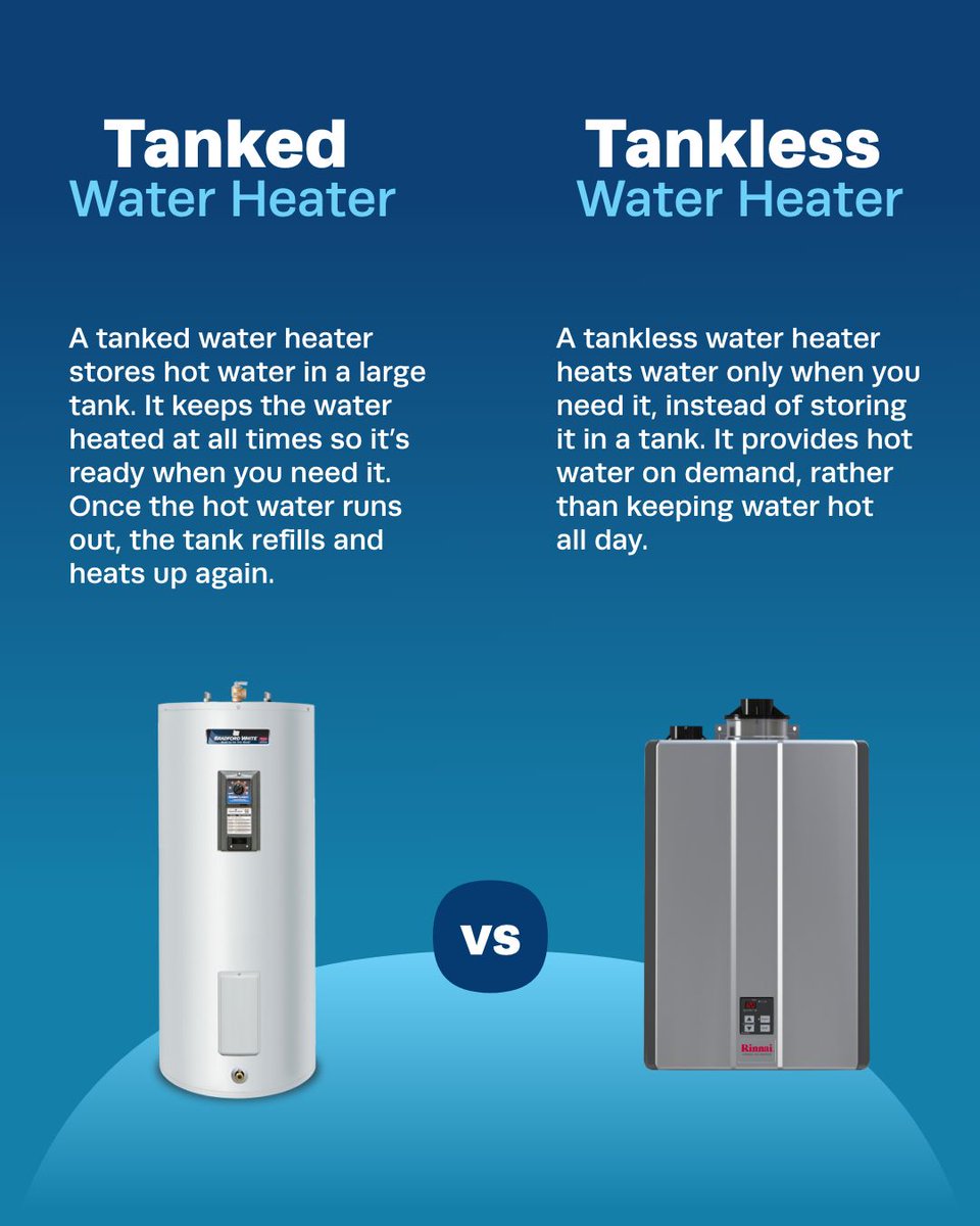 NotturnoHome's tweet image. An epic showdown: tanked vs. tankless water heaters! Comment down below which side you support 👇 

📞 508-306-8625

#CompleteHomeComfortCompany #NotturnoHomeServices #AC #HomeMaintenance #HVAC #TeamNotturno #NotturnoQuality #minisplits #summersavings #airconditioning