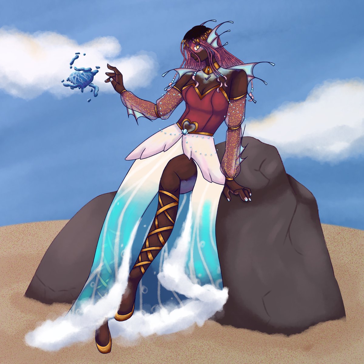 The goal has been met! Please meet the other half of our god pair, Aphrodite the Goddess of the Ocean.