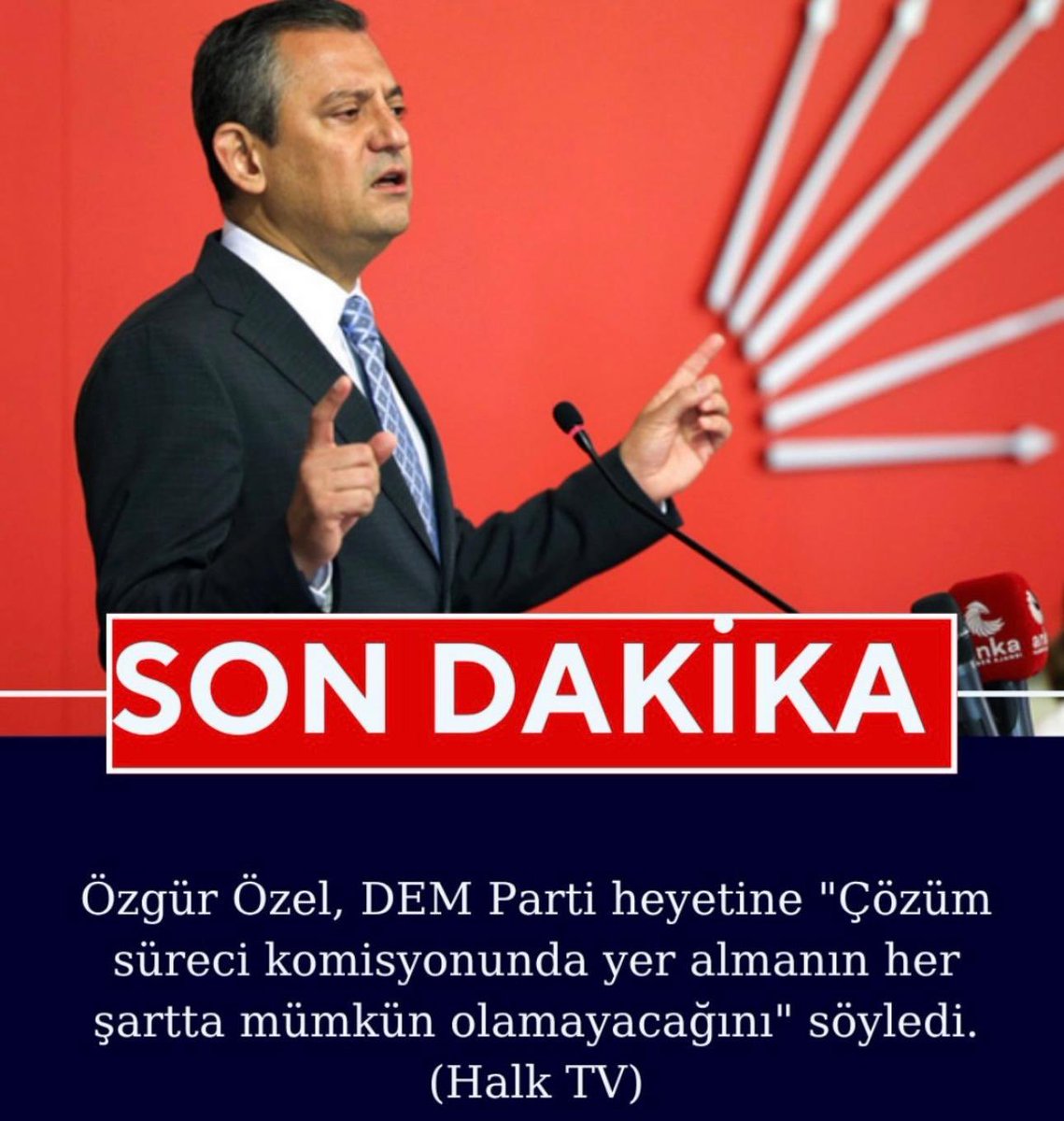 Teşekkürler Sayın Genel Başkanım <a href="/eczozgurozel/">Özgür Özel</a> , 

Emperyal bir projenin hayata geçirilmesi için kurulacak bir komisyonda CHP’nin işi olamazdı. Bu süreç Kürt kardeşlerimizin ve ülkemizin lehine bir süreç değildir. Sadece ülkemizi bölmeye ve parçalamaya çalışan dış güçlerin yerli