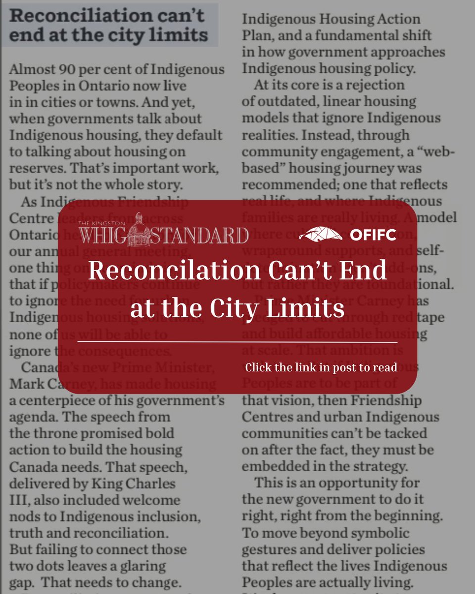 OFIFC (@theofifc) on Twitter photo We're in Kingston for OFIFC's 56th Annual General Meeting AND in the paper, too! 🗞️
You can read our op-ed, 'Reconciliation Can't End at the City Limits,' in the Kingston <a href="/WhigStandard/">The Whig-Standard</a> and at the link below.🏠
thewhig.com/opinion/reconc…
#OFIFC #UrbanIndigenous #Kingston We're in Kingston for OFIFC's 56th Annual General Meeting AND in the paper, too! 🗞️
You can read our op-ed, 'Reconciliation Can't End at the City Limits,' in the Kingston <a href="/WhigStandard/">The Whig-Standard</a> and at the link below.🏠
thewhig.com/opinion/reconc…
#OFIFC #UrbanIndigenous #Kingston