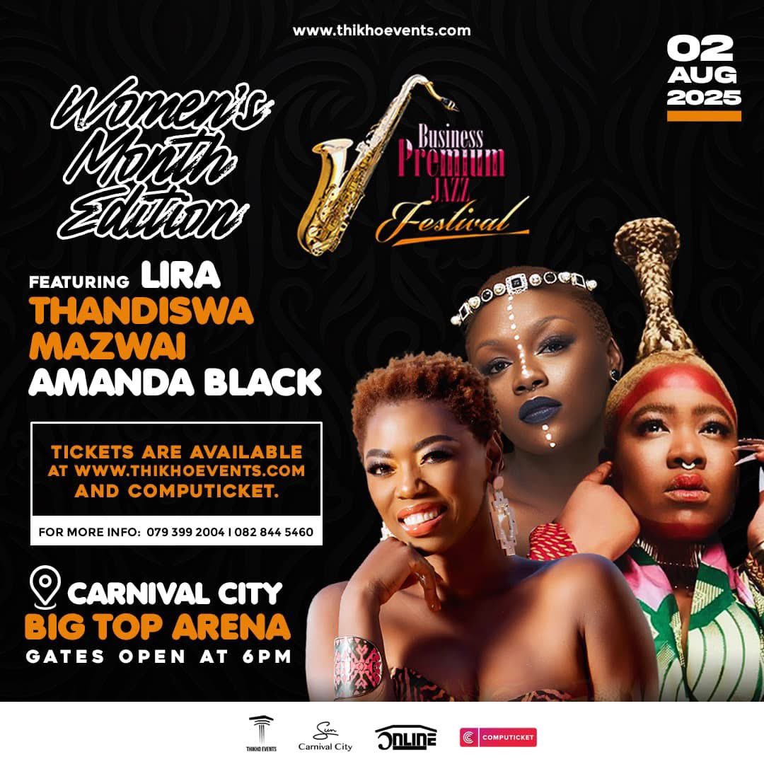 ThikhoEventsZA_'s tweet image. Join us for the Business Premium Jazz Festival featuring Lira, Thandiswa Mazwai, and Amanda Black, taking place on 02 August 2025 at Carnival City, Big Top Arena.
🎟️ Get 15% OFF tickets now – only on thikhoevents.com
This is your moment to be part of something…