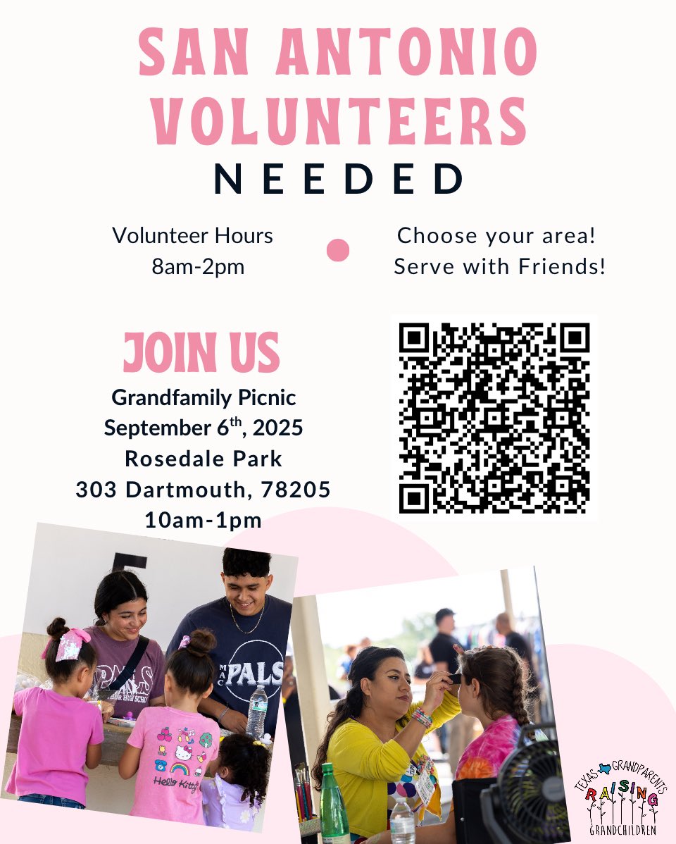 Students or Adults needed to volunteer for Grandfamily Picnic on Sept. 6th. Come join and be a part of this fun day. #NEISD