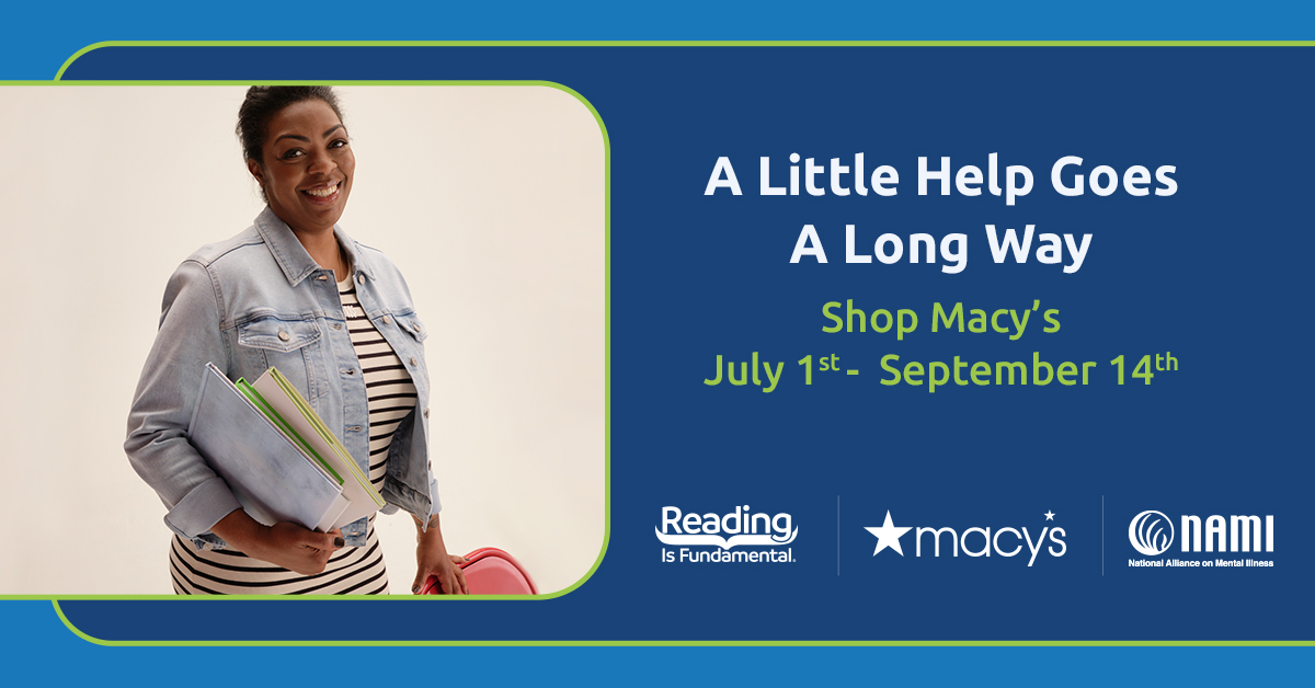 RIFWEB's tweet image. For 22 years+ #RIF & @Macys have partnered together to build brighter futures as part of #MissionEveryOne. You can help change lives – through RIF & our campaign partner, @NAMICommunicate. Round up while shopping at #Macys in store or donate online at Macys.com/purpose.