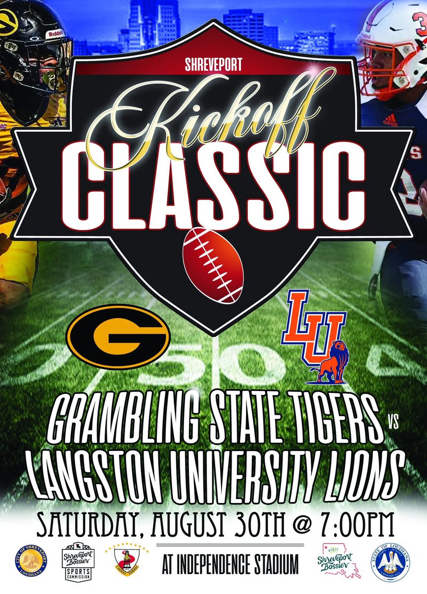 LangstonSports's tweet image. 🦁 Langston vs Grambling State Tickets are LIVE 🦁
Purchase your single-game tickets to the Shreveport Kickoff Classic between Langston University and Grambling State on August 30th!
General Admission $25
Club Level $106
🎟 : bit.ly/3GSnMMQ
#goLions X #WeRoar