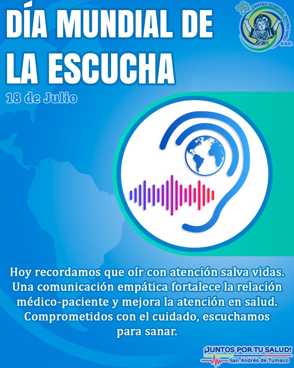 CHDN1's tweet image. 🧏‍♀️🧏‍♂️ #Hoy nos unimos al Día Mundial de la Escucha, convencidos de que una atención integral comienza con el acto de oír con respeto, empatía y atención. 
✅ Escuchar es más que oír, y por eso renovamos nuestro compromiso con una salud que escuche, acompañe y transforme vidas.