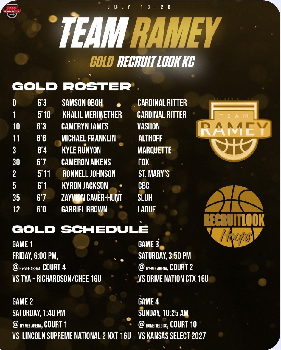 College Coaches come checkout all of Team Ramey teams in KC this weekend @recruit_look