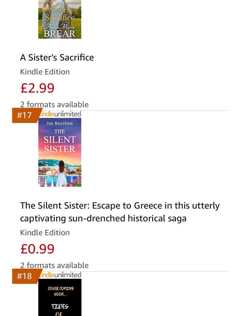 JanBaynham's tweet image. Over two weeks to go and 🇬🇷 The Silent Sister 🇬🇷 is rising up the Hot Release 20th Century Historical Romance Amazon Chart. Thank you to all of you who have already pre-ordered. 👏👏👏
Two lost women. One Greek island. A secret that spans generations.
amazon.co.uk/Silent-Sister-…