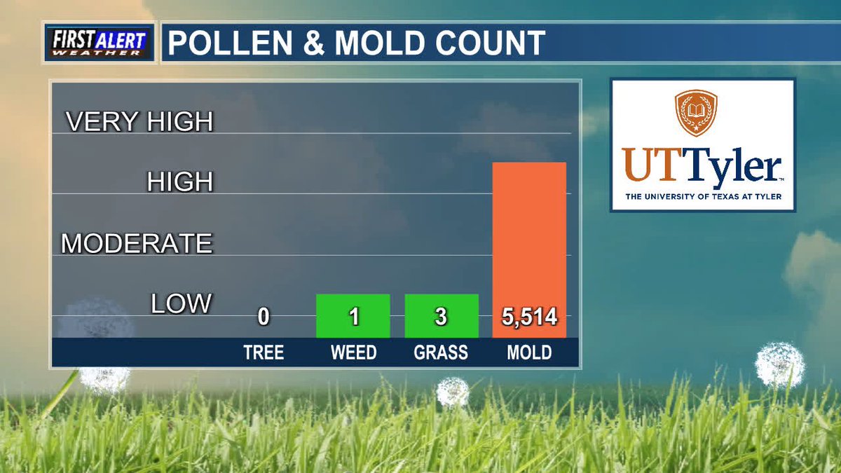 Here is your Pollen/Mold Count from UT Tyler and KLTV for Friday, July 18, 2025. #pollen