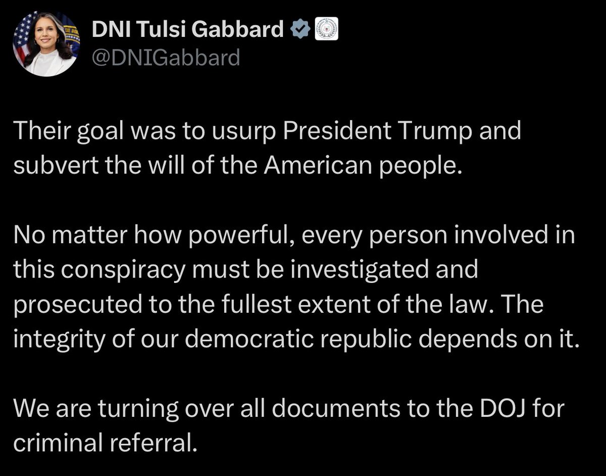 Nick Sortor (@nicksortor) on Twitter photo 🚨 BREAKING: Tulsi Gabbard calls for ARRESTS after exposing Obama’s Russiagate Hoax
“Their goal was to usurp President Trump and subvert the will of the American people,” <a href="/TulsiGabbard/">Tulsi Gabbard 🌺</a> said
THIS IS TREASON! 🚨 BREAKING: Tulsi Gabbard calls for ARRESTS after exposing Obama’s Russiagate Hoax
“Their goal was to usurp President Trump and subvert the will of the American people,” <a href="/TulsiGabbard/">Tulsi Gabbard 🌺</a> said
THIS IS TREASON!