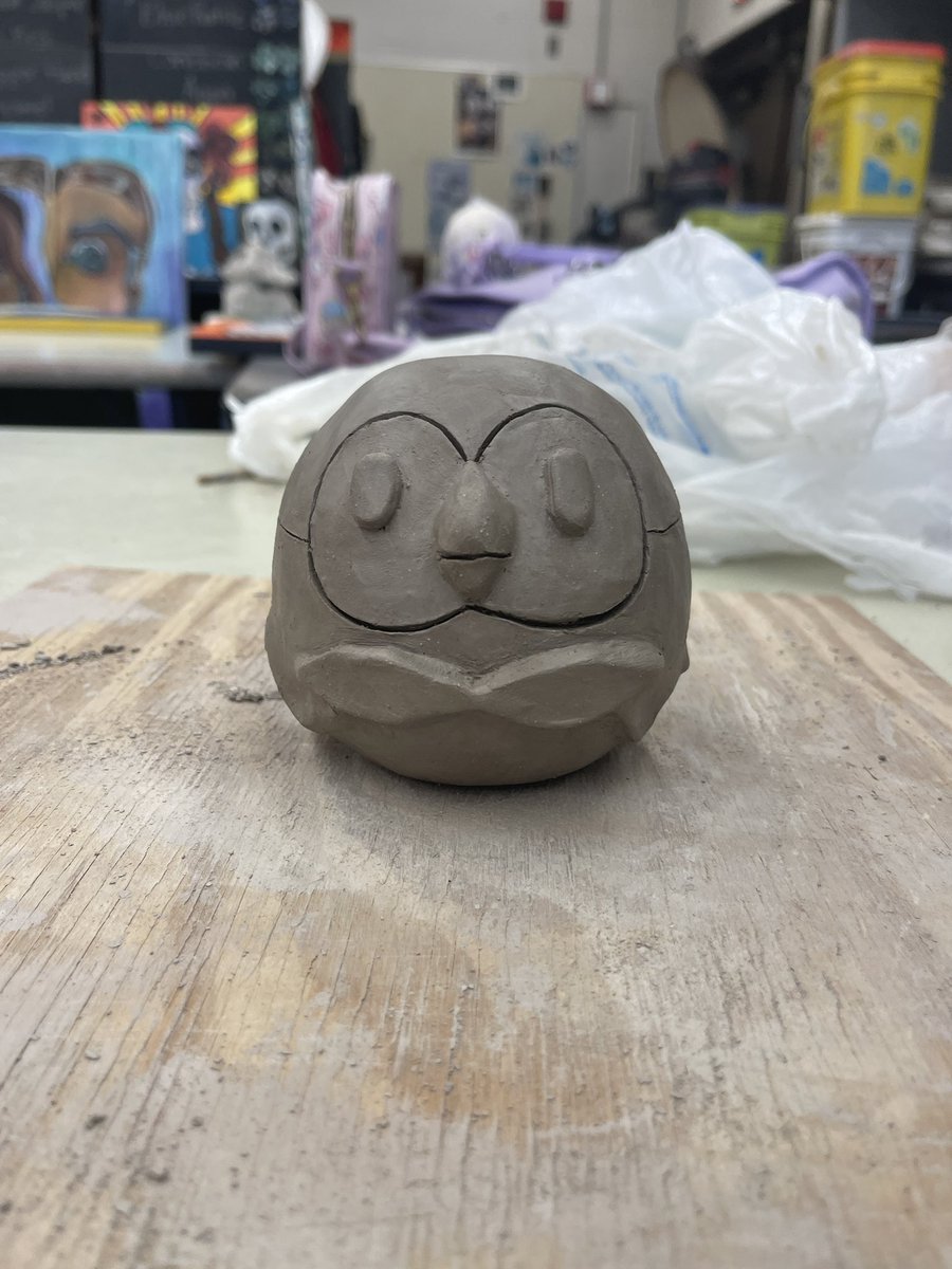 rowlet lidded pot wip :]