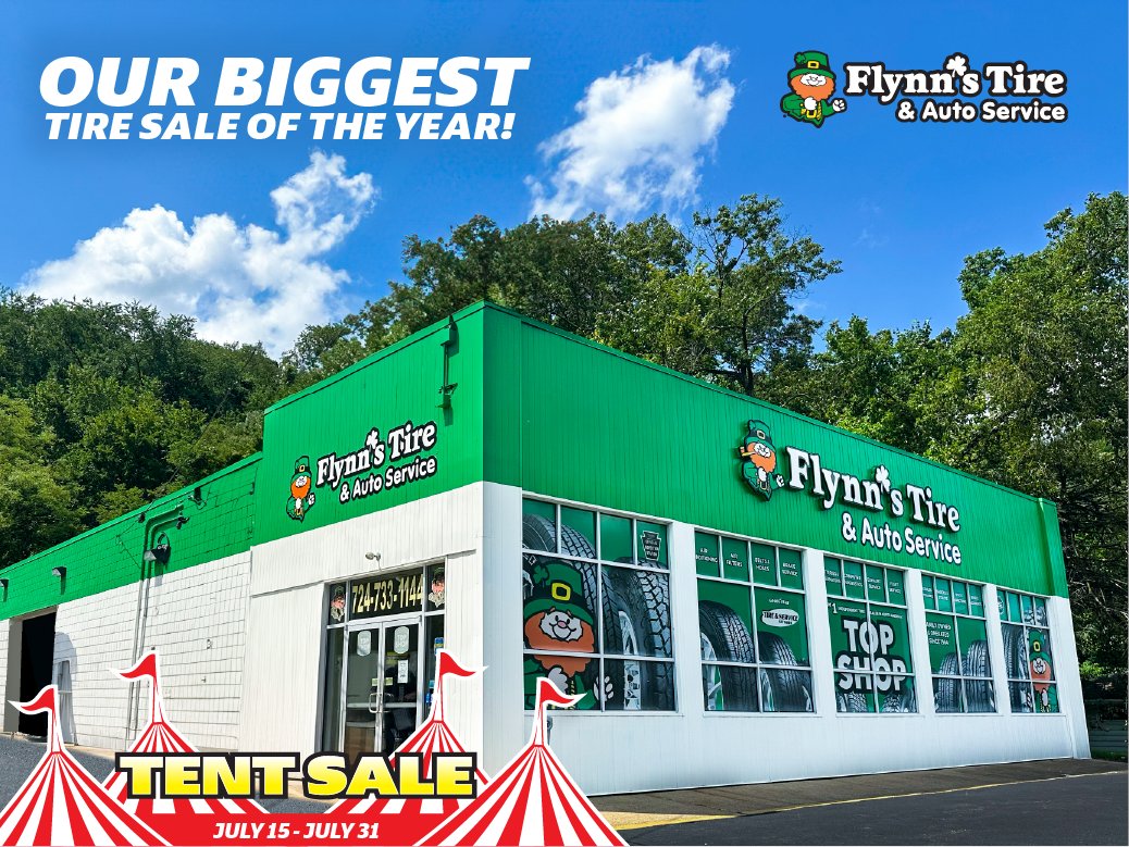 🛞 We are 3 days into our TENT SALE! 🎪 All tires are on sale through July 31st! Shop online at FlynnsTire.com