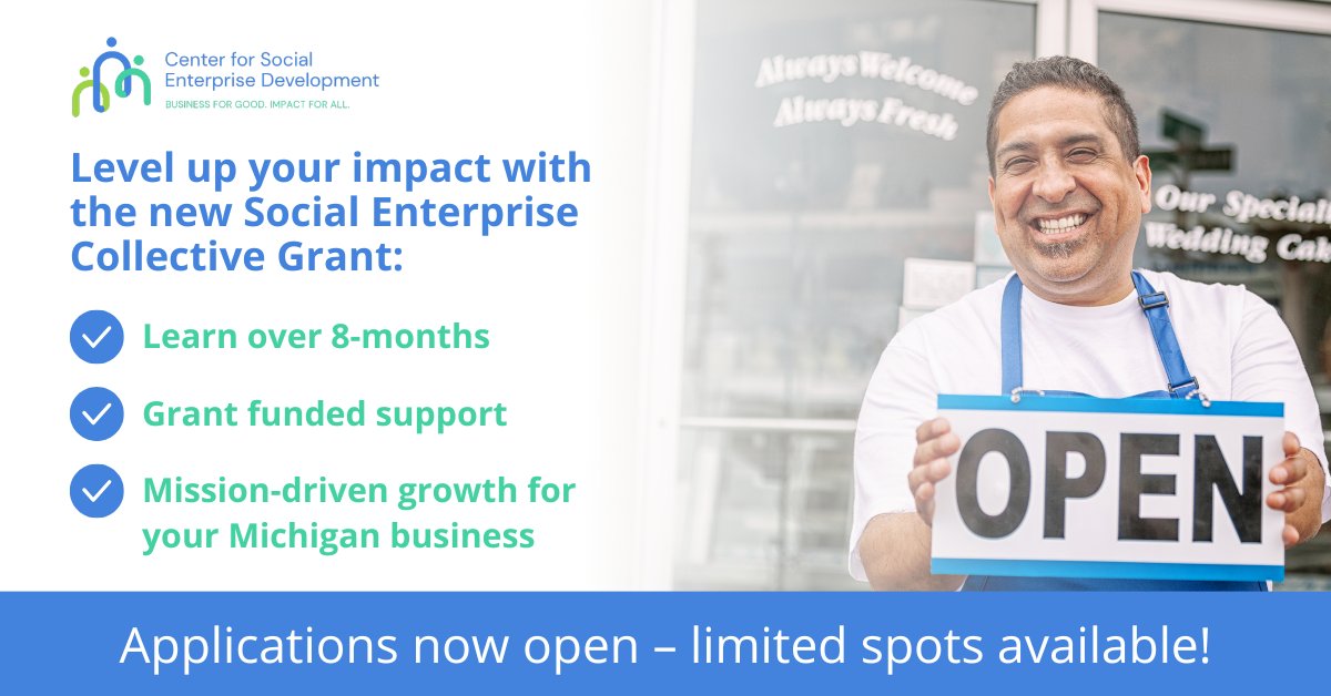 Are you in the early-stages of growing your business? Michigan-based? Mission-driven? The Social Enterprise Collective Grant was built for YOU. Applications are now open! csed-mi.com
