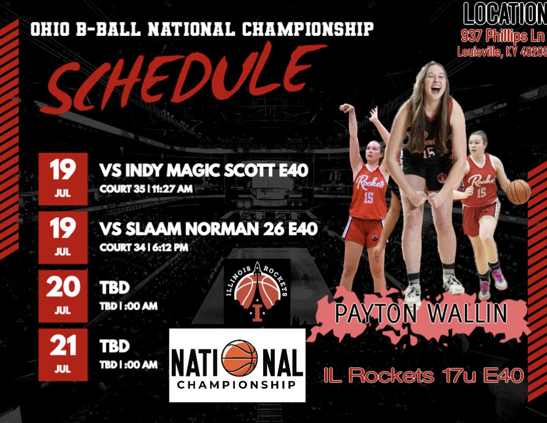 We had some schedule changes/court changes so here is my updated official schedule for this weekend in Louisville!! Sorry for any confusion, and hope to see you there!!! Let’s finish strong!! 🚀
<a href="/il_RocketsGBB/">il.rockets.GBB</a>