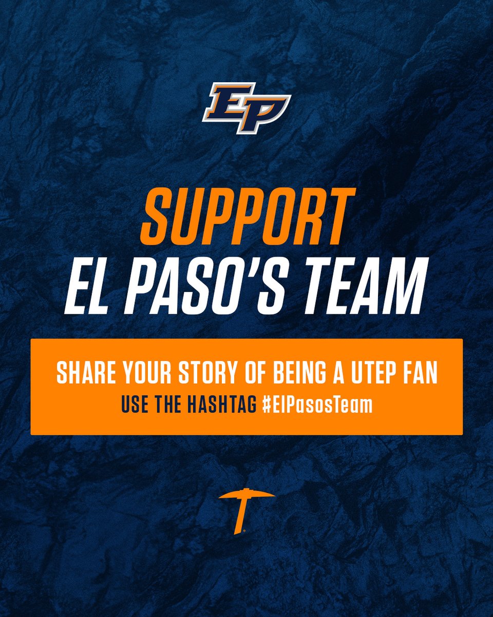 UTEPAthletics's tweet image. UTEP is #ElPasosTeam ⛏️
Drop a comment or video sharing your UTEP story and get entered into a drawing to win a UTEP Fan Pack.
#PicksUp #ELPasosTeam