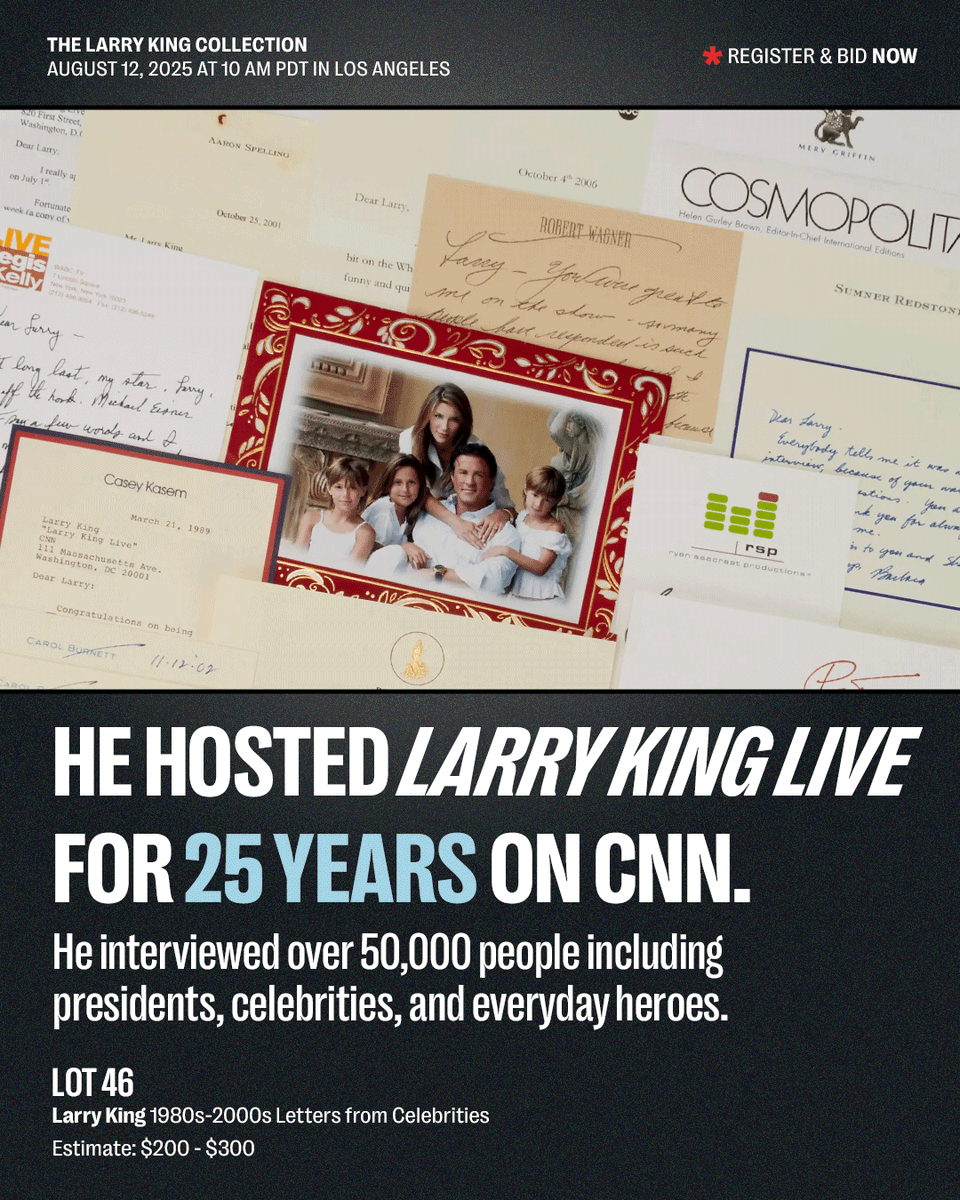 JuliensAuctions's tweet image. The legendary broadcaster who redefined the art of the interview. With his signature suspenders and disarming style, he brought world leaders, celebrities, and everyday people into America’s living rooms for over 6 decades.
His legacy lives on in the countless conversations…