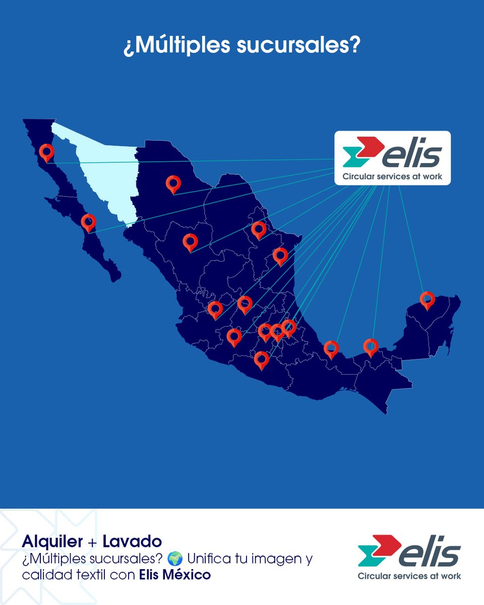 ¿Varias sucursales? 🌍 Elis México unifica la calidad de tus textiles y servicio en todas tus ubicaciones. ¡Imagen consistente, gestión simplificada! ✅💯 #ElisMexico #ServicioNacional #Estandarizacion