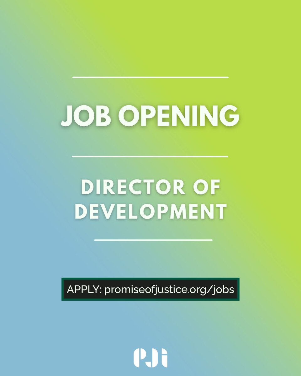 JusticesPromise's tweet image. Come work with us at the Promise of Justice Initiative (PJI)! Interested in pushing for a legal system that recognizes freedom & dignity as universal rights? Learn more about Development Director position and apply by clicking the following 🔗: promiseofjustice.org/jobs