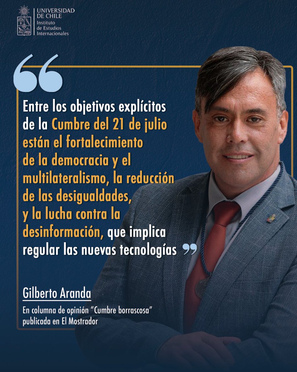 ieiuchile's tweet image. ✒️ Compartimos la columna de opinión del profesor Gilberto Aranda publicada en @elmostrador
En esta oportunidad, el académico analiza la cumbre que se realizará en Chile, la cual lleva por nombre "Democracia Siempre".
Lee la columna completa: elmostrador.cl/noticias/opini…