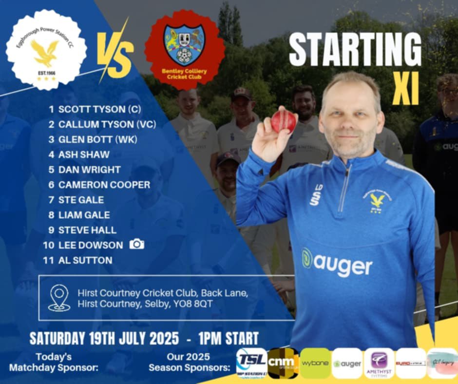 Tomorrows team at home to <a href="/Bentley_Cricket/">Bentley Colliery CC</a> , 1pm start Hirst Courtney CC

#UpTheEagles🦅