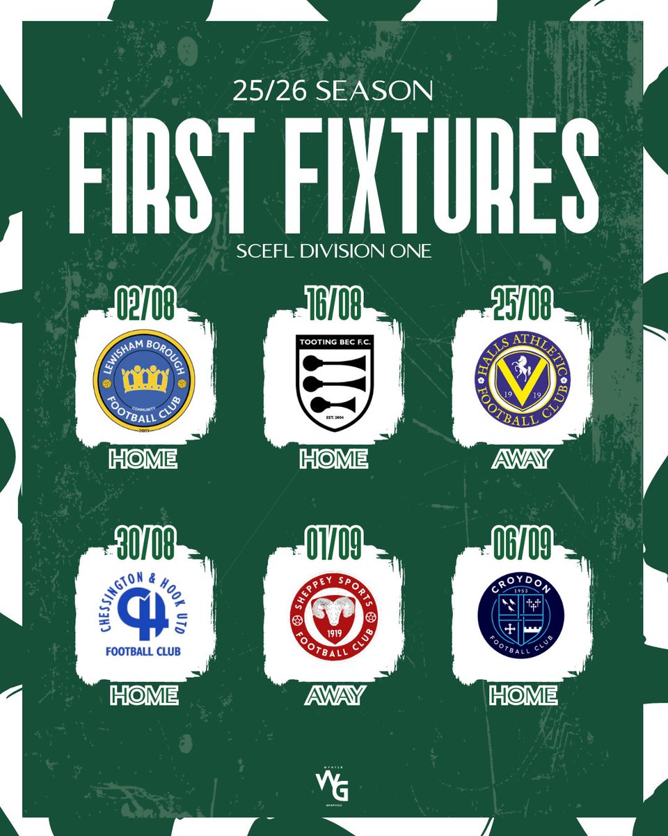GreenwaysFC's tweet image. SEASON OPENING FIXTURES ⚽️
We kick off the campaign at home against @LewishamBoroCFC ! 🏟️
Only 2 away trips in our first 6 fixtures - against @HAFCOfficial & @SheppeySportsFC
A strong chance to build early momentum on home turf! 💪
#coybig 💚