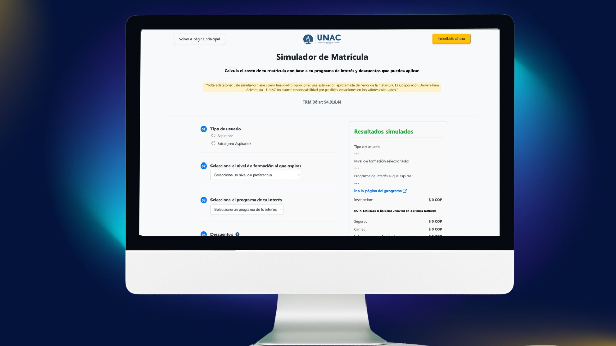#ActualidadUnacense 📌Simulador desarrollado por estudiante de UNACTec se posiciona en Google como uno de los más consultados💛💙
Lee la nota completa aquí: 
👉unac.edu.co/simulador-desa…